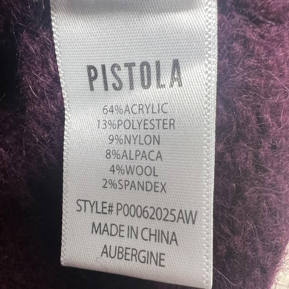 Pistola Carlen Sweater Womens Small Aubergine Mock Neck Alpaca Blend Pullover - Picture 7 of 13